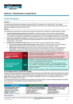 Defects / Maintenance Inspections
