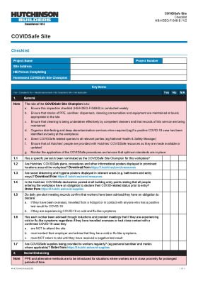 COVIDSafe Site Checklist