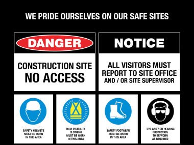 Gate Sign / Mandatory Site Safety Requirements / Project Specific (PPE) / Licence Board