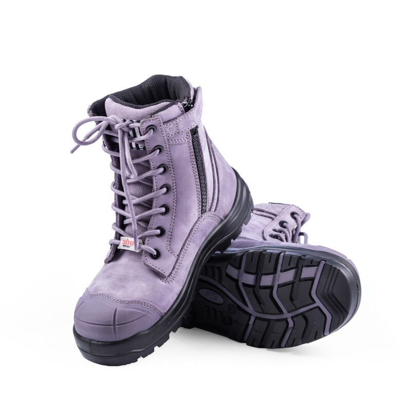 She Achieves Zip Lace Up Safety Boots